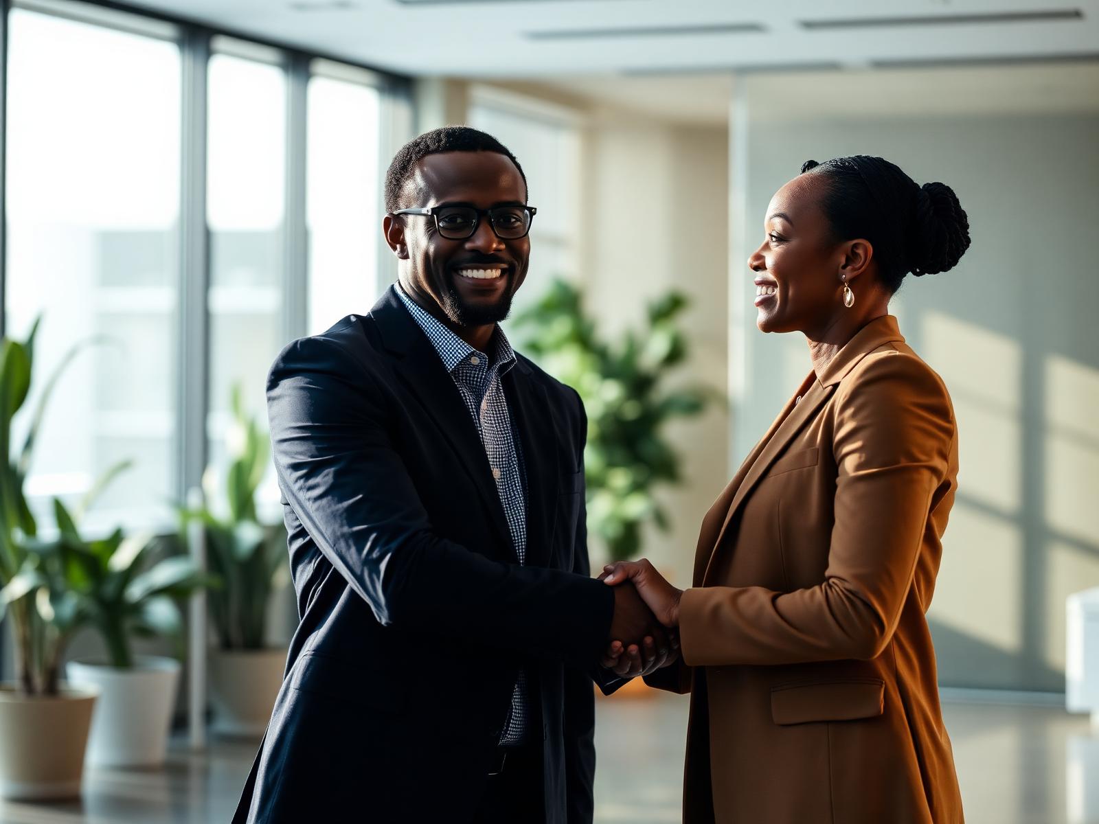 Professional handshake at Vertex Recruitment